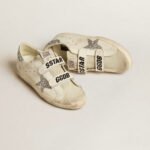Golden Goose Super-Star Old School with silver glitter star and ice-gray suede tongue(Women's) - Image 3