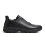 Zegna - Triple Stitch Monte Grained Calf Leather Black Slip On Sneakers
