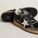 Golden Goose Ball Star in glitter with leather star and metallic leather heel tab(Women's) - Image 4