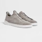 ZEGNA GREY MÉLANGE SUEDE TRIPLE STITCH™ SNEAKERS - Image 3