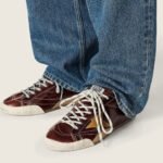 Golden Goose True-Star in burgundy naplak with suede star and silver nappa heel tab (Women's) - Image 9