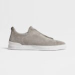ZEGNA GREY MÉLANGE SUEDE TRIPLE STITCH™ SNEAKERS - Image 2
