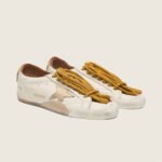 Golden Goose True-Star in white nappa leather with gold star and beige suede heel tab(Women's) - Image 8