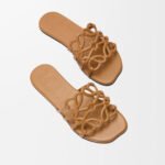 Loewe Petal Anagram leather slides 'Camel' - Image 3