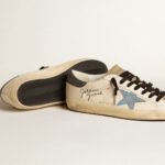 Golden Goose Super-Star in nappa leather with light blue suede star and gray leather heel tab (Men's) - Image 4
