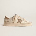 Golden Goose Stardan in ecru nappa leather with gold glitter star and heel tab(Women's) - Image 2