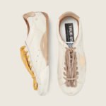Golden Goose True-Star in white nappa leather with gold star and beige suede heel tab(Women's) - Image 4