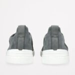 ZEGNA GREY CROCODILE LEATHER TRIPLE STITCH SECONDSKIN SNEAKERS - Image 4