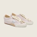 Golden Goos True-Star in pastel pink suede with silver star and heel tab(Women's) - Image 6