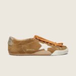 Golden Goose True-Star in tobacco-colored suede with white star and platinum heel tab(Women's) - Image 2