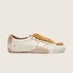 Golden Goose True-Star in white nappa leather with gold star and beige suede heel tab(Women's) - Image 2