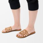 Loewe Petal Anagram leather slides 'Camel' - Image 6