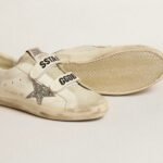 Golden Goose Super-Star Old School with silver glitter star and ice-gray suede tongue(Women's) - Image 4