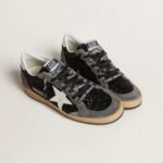 Golden Goose Ball Star in glitter with leather star and metallic leather heel tab(Women's) - Image 3