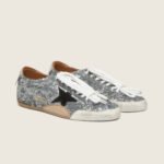 Golden Goose True-Star in silver sequins with black star and silver leather heel tab(Women's) - Image 6