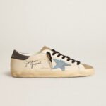 Golden Goose Super-Star in nappa leather with light blue suede star and gray leather heel tab (Men's) - Image 2
