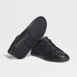 ZEGNA BLACK DEERSKIN TRIPLE STITCH™ SNEAKERS Black - Image 5