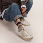 Golden Goose Super-Star with gold sparkle foxing and metal stud lettering(Women's) - Image 6