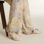 Golden Goos True-Star in pastel pink suede with silver star and heel tab(Women's) - Image 9