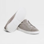 ZEGNA GREY MÉLANGE SUEDE TRIPLE STITCH™ SNEAKERS - Image 6