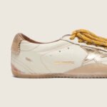 Golden Goose True-Star in white nappa leather with gold star and beige suede heel tab(Women's) - Image 5