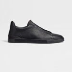 ZEGNA BLACK DEERSKIN TRIPLE STITCH™ SNEAKERS Black - Image 2