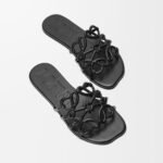 Loewe Petal Anagram leather slides 'All Black' - Image 3