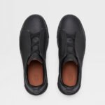 ZEGNA BLACK DEERSKIN TRIPLE STITCH™ SNEAKERS Black - Image 4