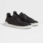 Zegna Triple Stitch leather sneakers BLACK SECONDSKIN TRIPLE STITCH - Image 3