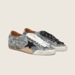Golden Goose True-Star in silver sequins with black star and silver leather heel tab(Women's) - Image 3