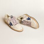Golden Goose Ball Star in nappa leather with blue suede star and platinum leather heel tab(women) - Image 3