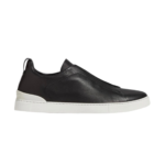 Zegna Triple Stitch leather sneakers BLACK SECONDSKIN TRIPLE STITCH