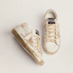 Golden Goose Super-Star with gold sparkle foxing and metal stud lettering(Women's) - Image 3