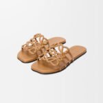 Loewe Petal Anagram leather slides 'Camel' - Image 4