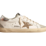 Golden Goose with gold glitter star and ice-gray suede inserts(Women's)
