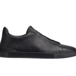 ZEGNA BLACK DEERSKIN TRIPLE STITCH™ SNEAKERS Black